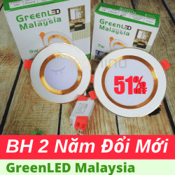 Đèn LED âm trần 3 màu viền vàng GreenLED Malaysia - 7W 9W 12W